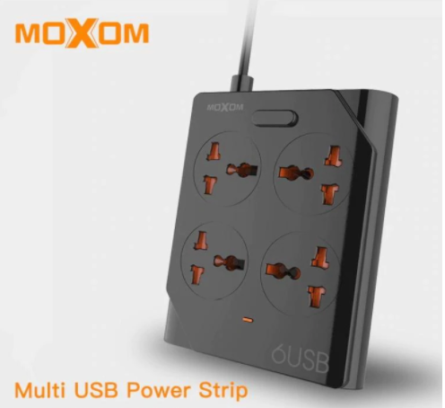 Moxom KH-63 4 Socket 6 USB Port Intelligent Power Wall Charger