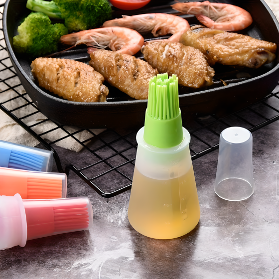 Portable Silicone Oil Bottle with Brush 